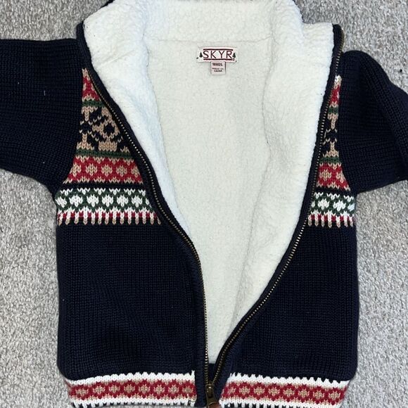 Fair Isle Full Zipper Sherpa Skyr Toddler cardigan winter style cute sweater 18M - Picture 3 of 5